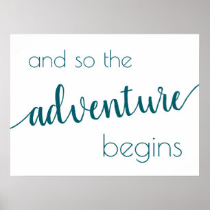 Simple Adventure Begins Teal Aqua Party Event Poster