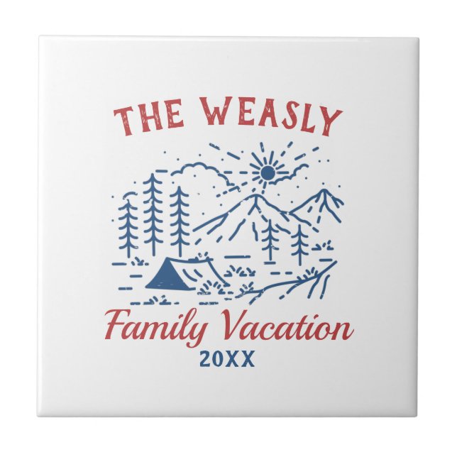 Simple Adventure Camping Family Road Trip  Throw P Tile (Front)
