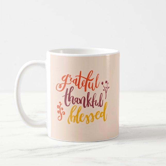 Simple Aesthetic Beautiful Grateful Warm Peach Coffee Mug (Left)