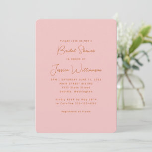 Simple Aesthetic Modern Pastel Pink Bridal Shower Invitation