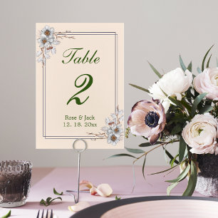 Simple Aesthetic Winter Wedding Reception Table Number