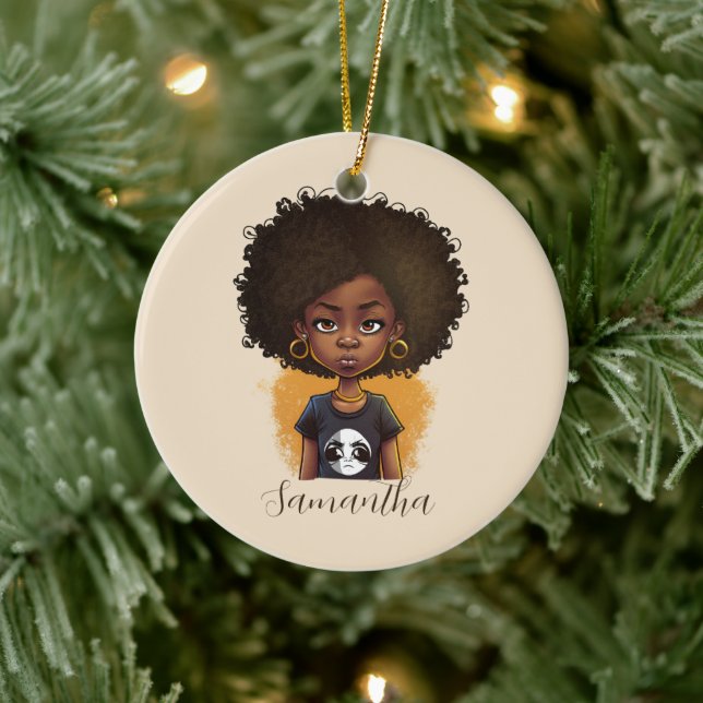 Simple Afro Woman Ceramic Tree Decoration (Tree)