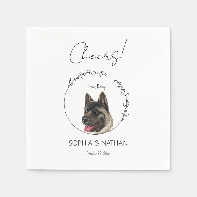 Simple Akita Dog Wedding Cocktail  Napkin (Front)