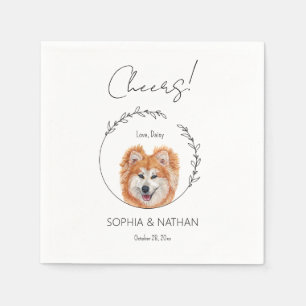 Simple Akita Dog Wedding Cocktail Napkin