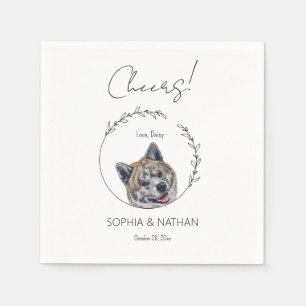 Simple Akita Dog Wedding Cocktail  Napkin