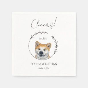 Simple Akita Dog Wedding Cocktail  Napkin