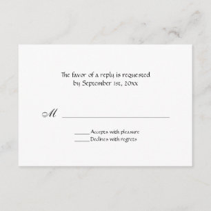 Simple, All Occasion Black Text Reply Cards