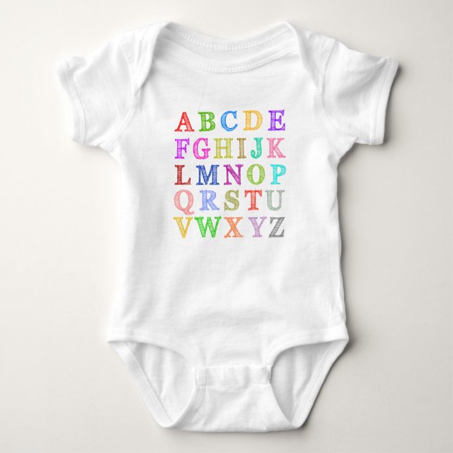 Simple Alphabet Baby Bodysuit (Front)