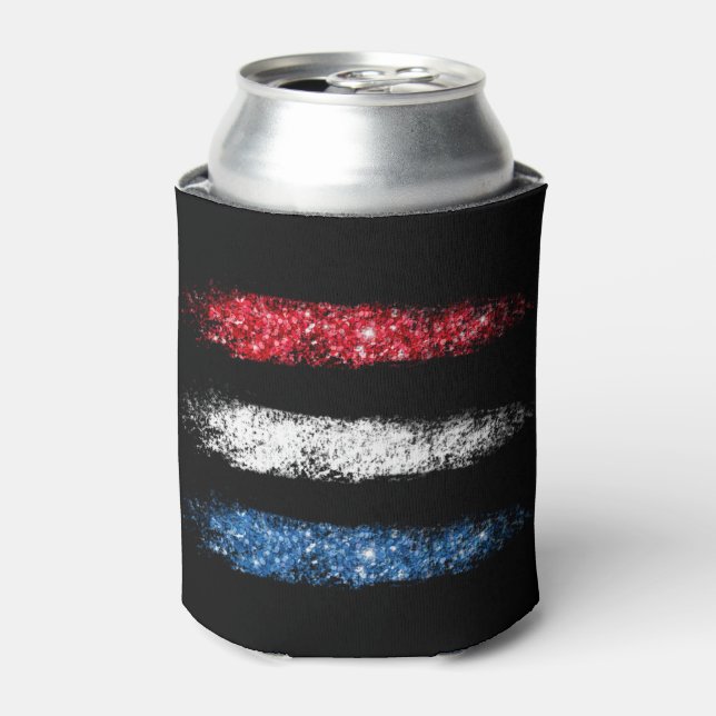 *~* Simple American Flag  Abstract Brush Stroke Can Cooler (Can Front)