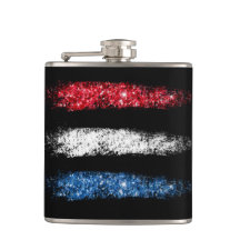 *~* Simple American Flag  Abstract Brush Stroke Hip Flask