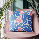 Simple and Abstract Mostera Pink and Blue Pattern Cushion<br><div class="desc">Introducing a modern and abstract cushion cover, featuring a bold botanical pattern that effortlessly blends simplicity with sophistication. The design showcases oversized Monstera leaves in striking shades of blue and soft pink, creating a contemporary yet calming visual appeal. Perfect for adding a touch of nature-inspired elegance to any room, this...</div>