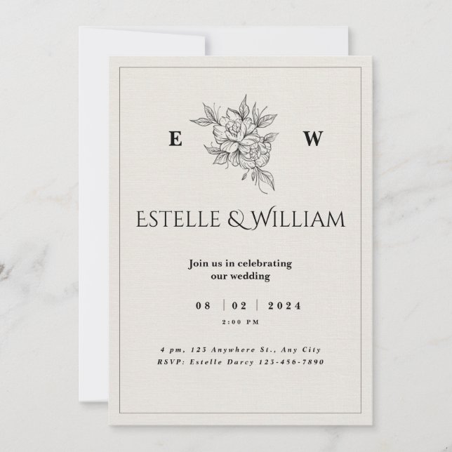 Simple and Affordable Rustic Wedding Invitations (Front)