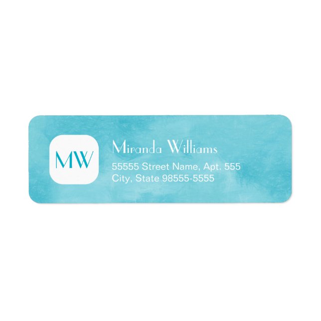 Simple and Chic Aqua Blue Monogram With Name (Front)