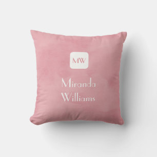 Simple and Chic Blush Pink Monogram With Name Cushion