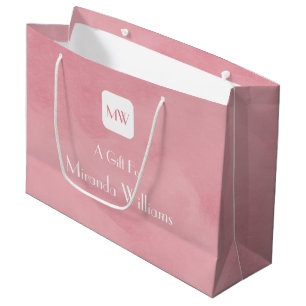 Simple and Chic Blush Pink Monogram With Name Large Gift Bag