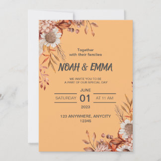 Simple and Chic Brown Fall Wedding Invitation