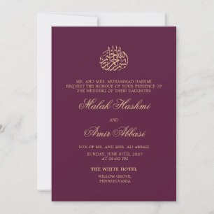 Simple and Chic Gold Islamic Muslim wedding Invitation