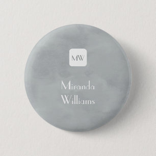 Simple and Chic Grey Grey Monogram and Name 6 Cm Round Badge