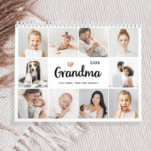 Simple and Chic   Heart Photo Collage for Grandma Calendar