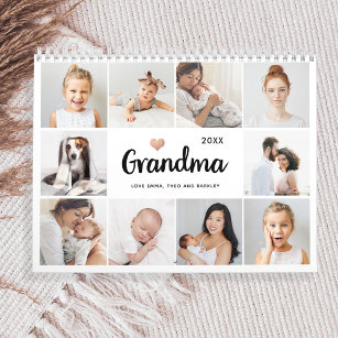 Simple and Chic   Heart Photo Collage for Grandma Calendar