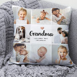 Simple and Chic | Heart Photo Collage for Grandma Cushion<br><div class="desc">This chic black and white pillow features a photo grid with eight of your personal photos, and trendy modern script typography that says "grandma". There is also an elegant little heart with a faux rose gold look. A simple, minimalist yet absolutely stylish gift for your grandmother on Mother's Day or...</div>