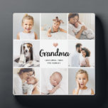 Simple and Chic | Heart Photo Collage for Grandma Plaque<br><div class="desc">This chic black and white plaque features a photo grid with eight of your personal photos, and trendy modern script typography that says "grandma". There is also an elegant little heart with a faux rose gold look. A simple, minimalist yet absolutely stylish gift for your grandmother on Mother's Day or...</div>