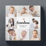 Simple and Chic | Heart Photo Collage for Grandma Plaque<br><div class="desc">This chic black and white plaque features a photo grid with eight of your personal photos, and trendy modern script typography that says "grandma". There is also an elegant little heart with a faux rose gold look. A simple, minimalist yet absolutely stylish gift for your grandmother on Mother's Day or...</div>