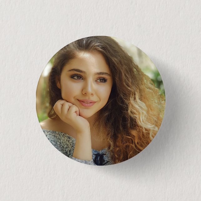 Simple and Chic Personalised Photo 3 Cm Round Badge (Front)
