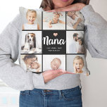 Simple and Chic | Photo Collage and Heart for Nana Cushion<br><div class="desc">This chic black pillow features a photo grid with eight of your personal photos, and trendy modern script typography that says "Nana". There is also an elegant little heart with a faux rose gold look. A simple, minimalist yet absolutely stylish gift for your grandmother or grandma on Mother's Day or...</div>