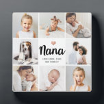 Simple and Chic | Photo Collage and Heart for Nana Plaque<br><div class="desc">This chic black and white plaque features a photo grid with eight of your personal photos, and trendy modern script typography that says "Nana". There is also an elegant little heart with a faux rose gold look. A simple, minimalist yet absolutely stylish gift for your grandmother on Mother's Day or...</div>