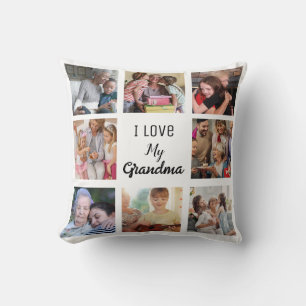 Simple and Chic Photo Collage for Grandma Cushion