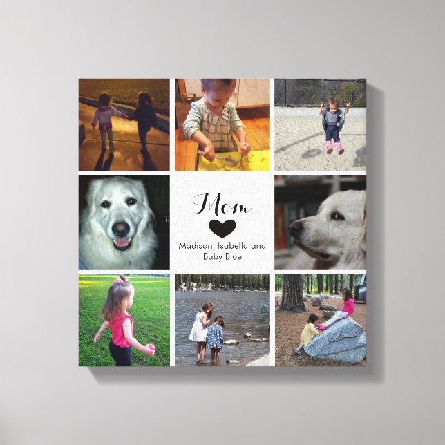 Simple and Chic Photo Collage for Mum with Heart Canvas Print (Front)