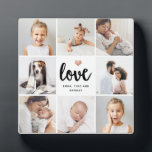 Simple and Chic Photo Collage | Love with Heart Plaque<br><div class="desc">This chic black and white plaque features a photo grid with eight of your personal photos, and trendy modern script typography that says "love". There is also an elegant little heart with a faux rose gold look. A simple, minimalist yet absolutely stylish gift for your mother, spouse, or any family...</div>
