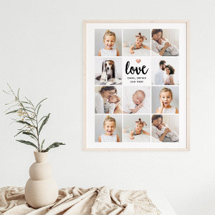 Simple and Chic Photo Collage Love with Heart Poster