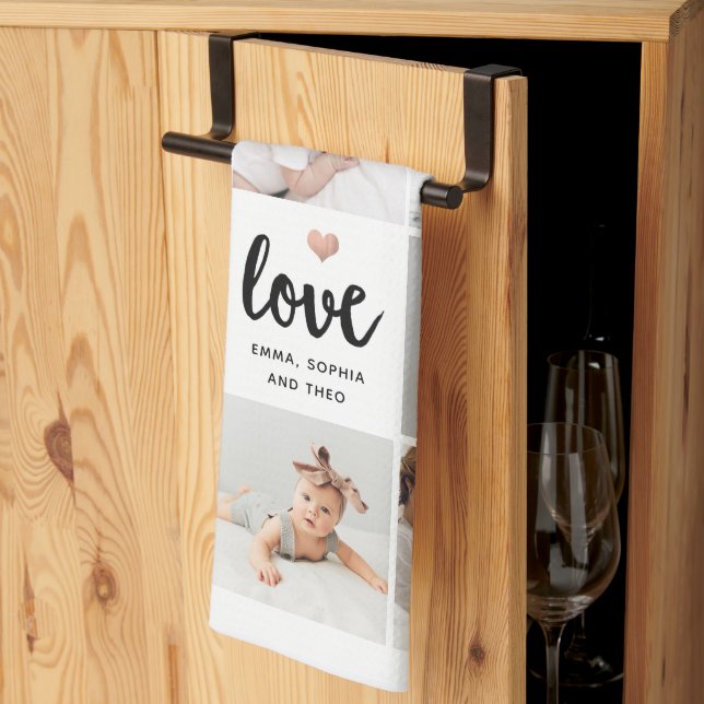 Simple and Chic Photo Collage | Love with Heart Tea Towel (Thirds Fold)