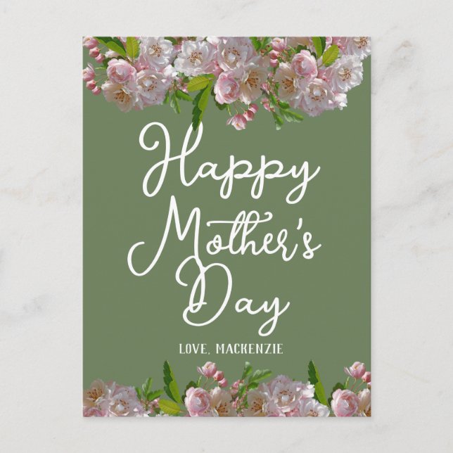 Simple and Chic | Pink Floral Mother Days Gift  Holiday Postcard (Front)