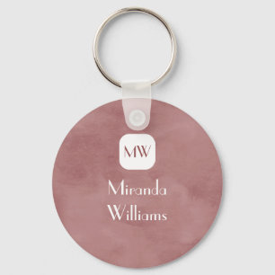 Simple and Chic Rosy Brown Monogram With Name Key Ring