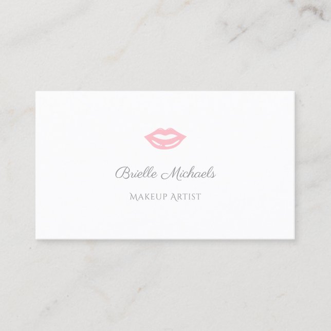 Simple and Chic Soft Pink Lips Makeup Artist Business Card (Front)