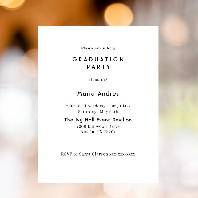 Simple and Chic Typography Graduation Party  Invitation (Creator Uploaded)
