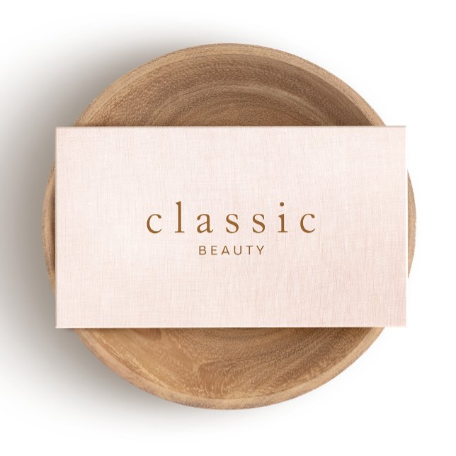 Simple and Classic Beauty Pink Linen Look Business Card (Creator Uploaded)