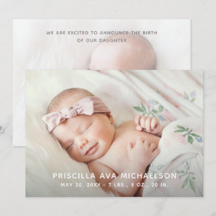 Simple and Classic Double Photo Birth Announcement