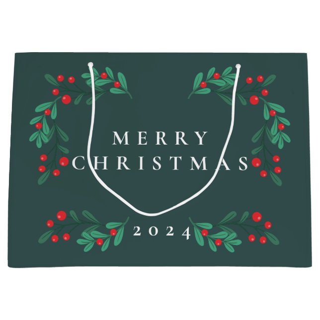 Simple and Classic Floral Frame Holiday Gift Bag (Front)