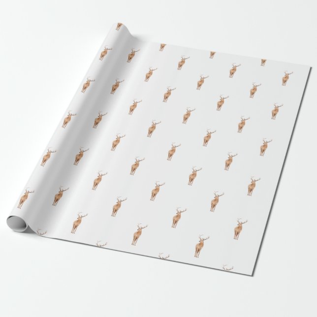 Simple and Classic Rustic Reindeer Wrapping Paper (Unrolled)