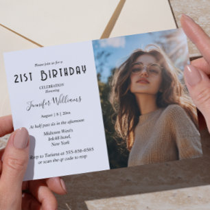 Simple And Custom Photo 21st birthday party Invitation