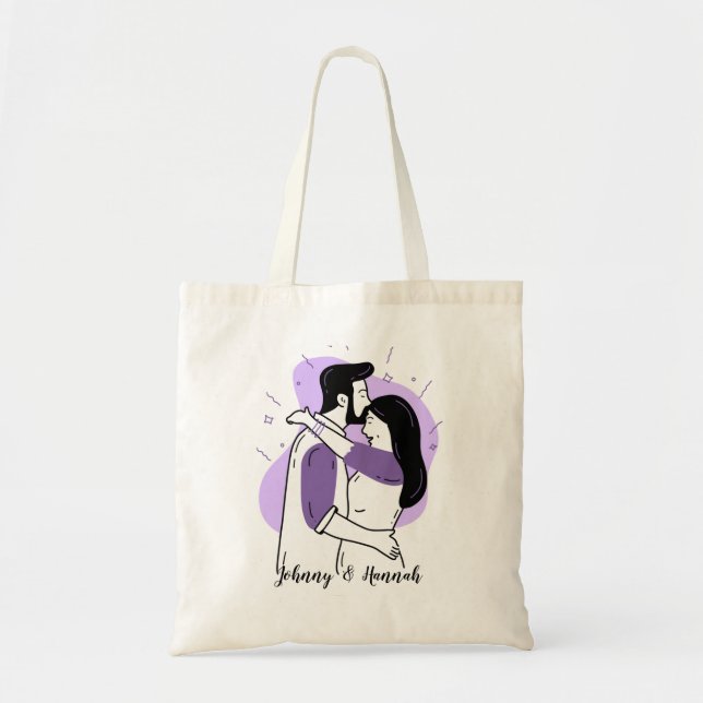 Simple and cute couple tote bag (Front)