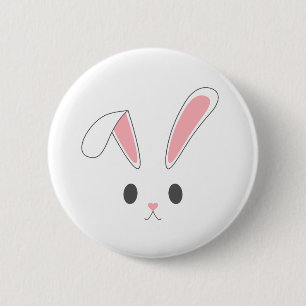 Simple and Cute Easter Bunny Rabbit   Pin Button
