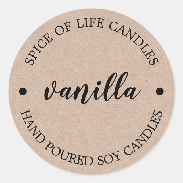 Simple And Easy Kraft Candle Business Labels (Front)