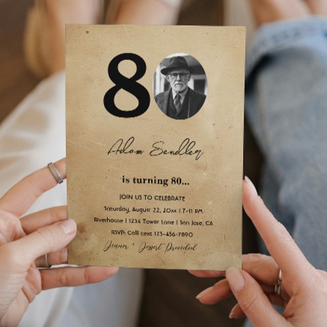 Simple and elegant 80th Birthday Party Rustic Invitation (Creator Uploaded)