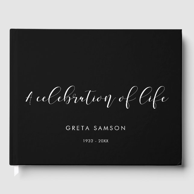 Simple and elegant A celebration of life funeral Guest Book (Front)