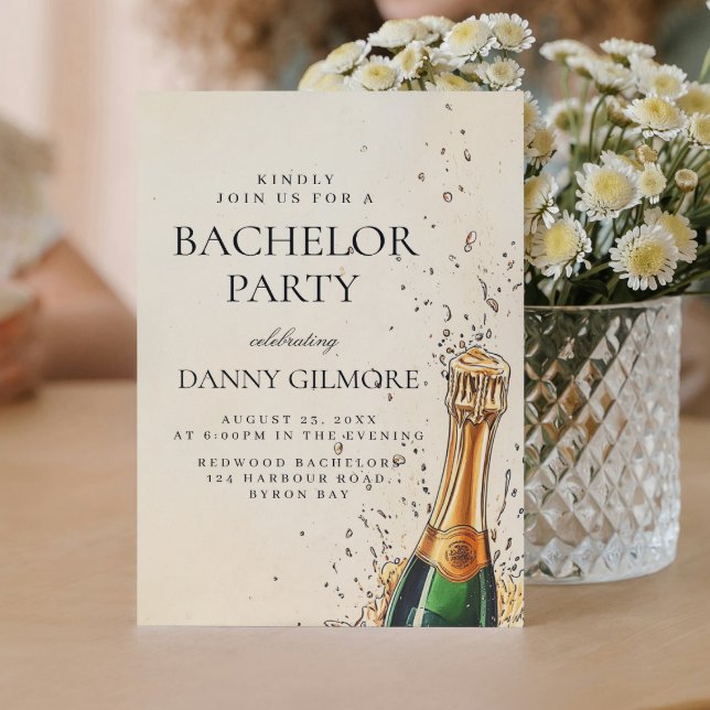 Simple and Elegant Bachelor Party  Invitation (Creator Uploaded)